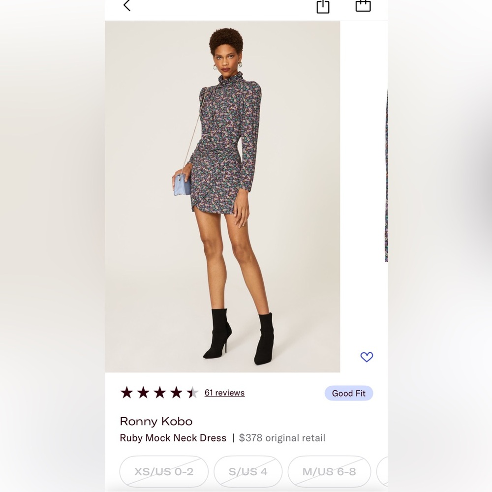 Ronny Kobo Ruby Mock Neck Dress Size M